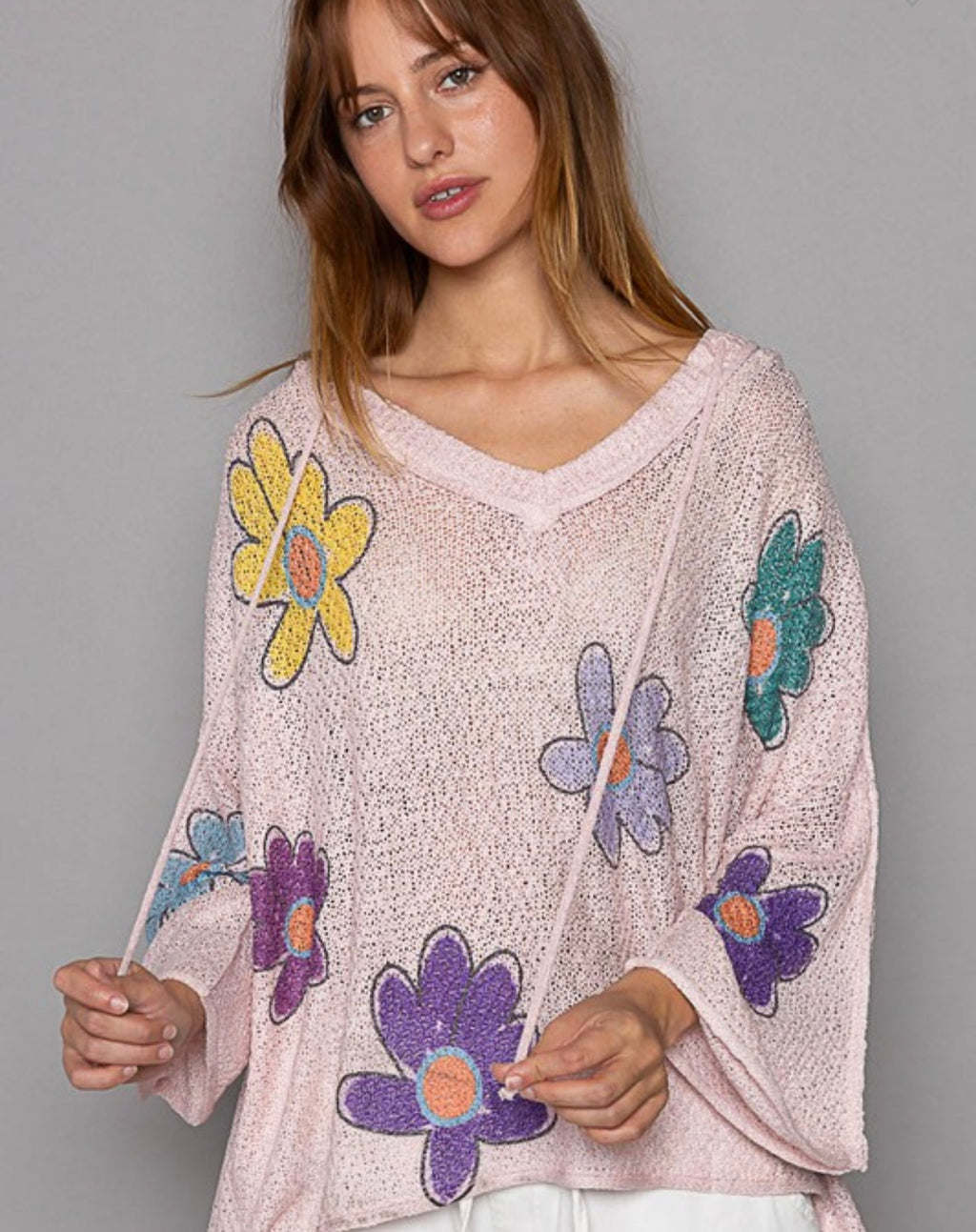 Daisy Love Hooded Pullover - Pink