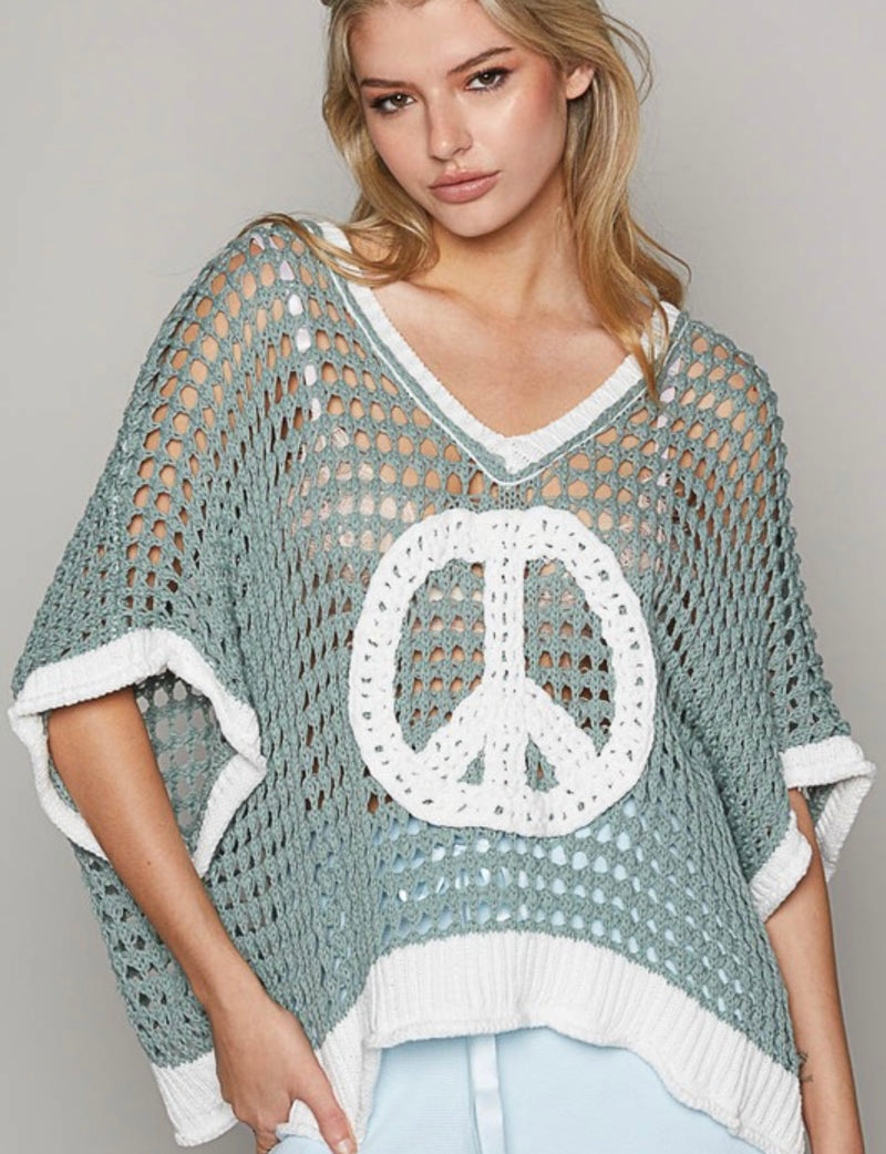 Peace, Love, and Sun Sweater - Sage