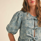 For All Occasions Jacquard Top- Denim