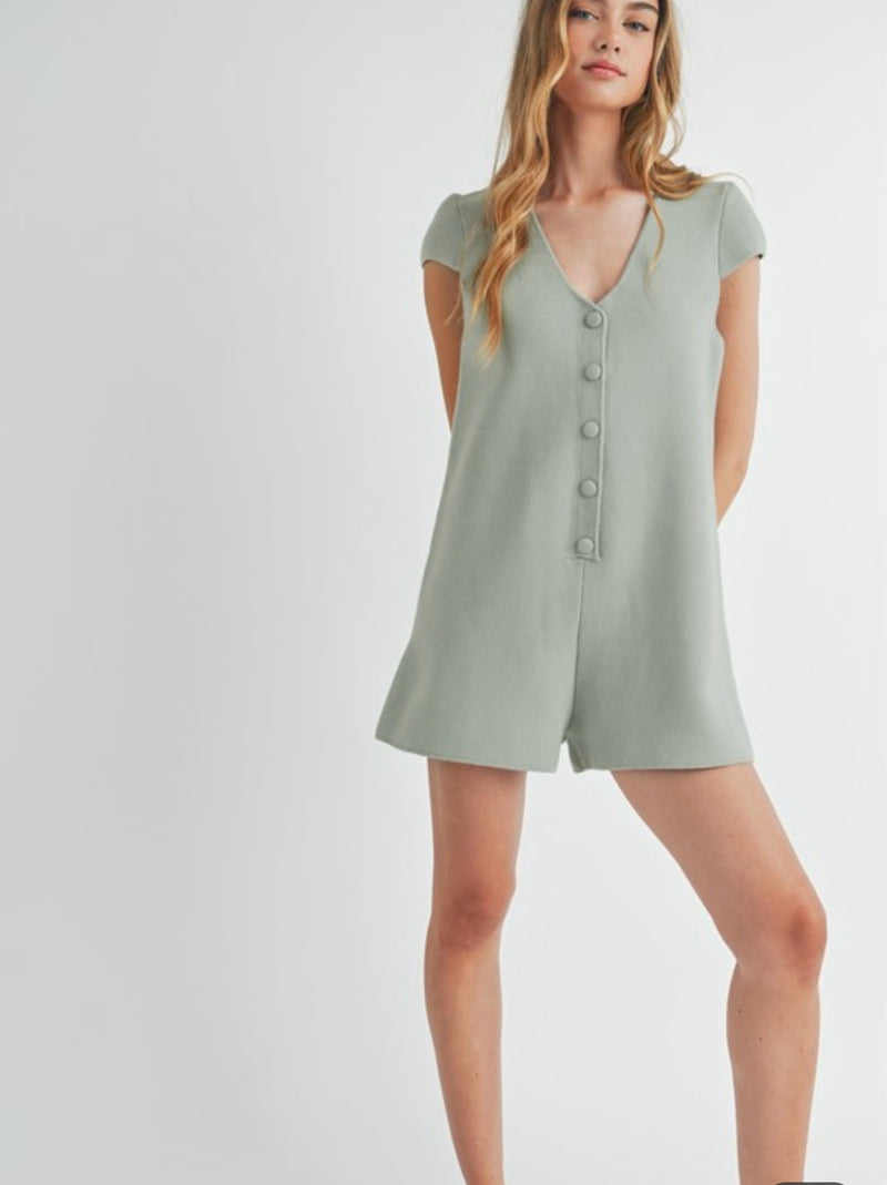 Simply Enjoy Romper - Pale Sage