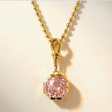 Georgian Style Pendant with Ball Chain - Pink Morganite