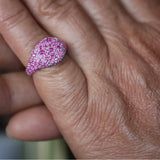 Lab Sapphire Pavé Pinky Ring - Pink