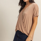 Level Up Wrap Tee - Dark Taupe