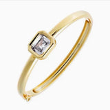 Lab Grown Diamond Emerald Wide Bezel Bangle Bracelet