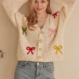 Kiley Bow Cardigan - Ivory