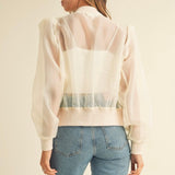 Madrid Sheer Bomber Jacket- Cream