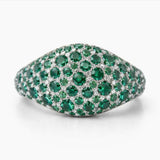 Lab Emerald Pavé Pinky Ring
