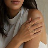 Lab Grown Diamond Emerald Double Dangling Double Ring