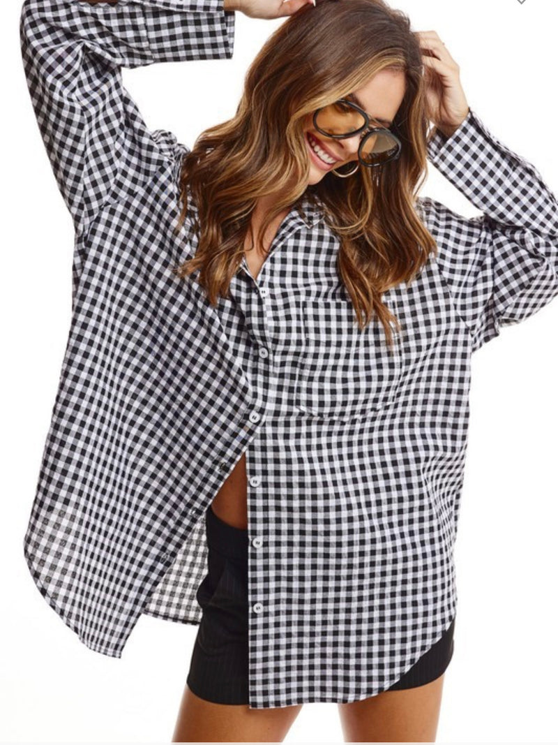 Rose and Cabernet Gingham Button Down