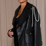 Girly Edge Faux Leather Jacket - Black