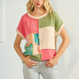 Summer Style Top - Coral/Avocado