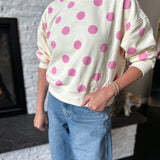 Girly Pop Polka A Dot Sweatshirt - Pink/ Butter Yellow