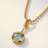 Georgian Style Pendant with Ball Chain - Blue Quartz