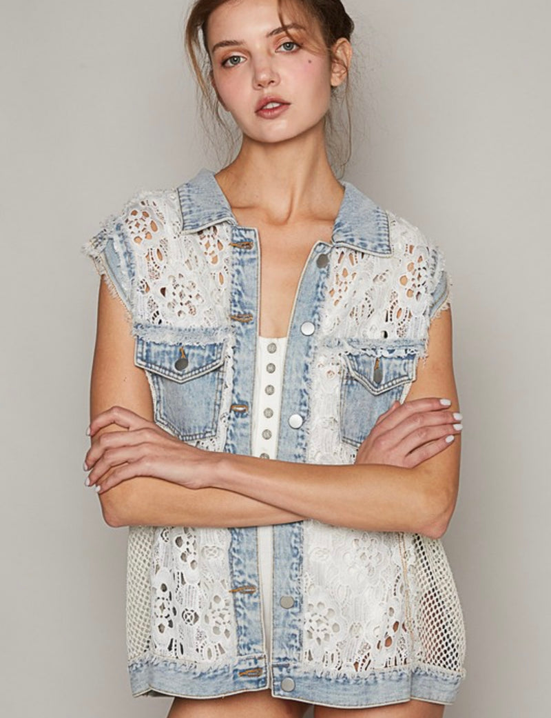 Endless Opportunities Denim Lace Vest