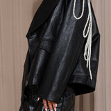 Girly Edge Faux Leather Jacket - Black