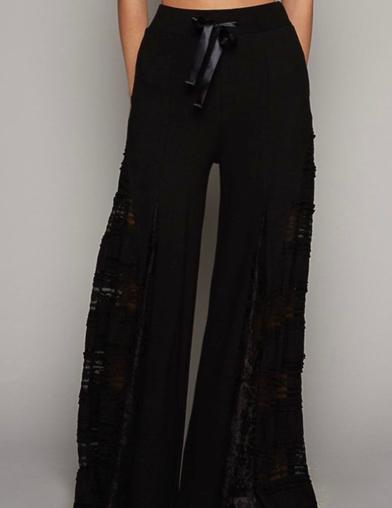 Dreams on Dreams Lace Wide Leg Pant - Black