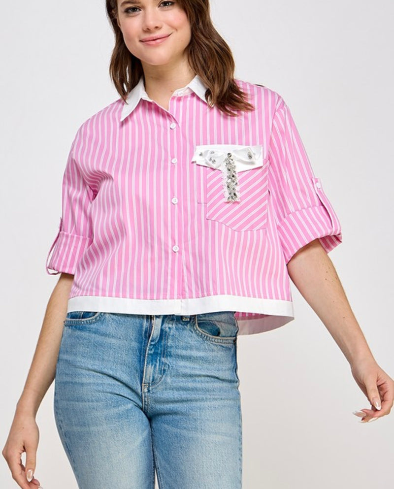 Live It Up Button Down - Pink