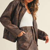 Espresso Twist Faux Leather Jacket