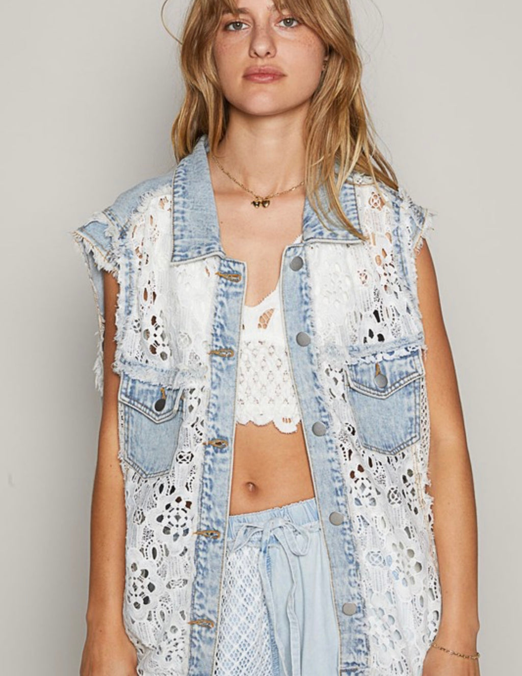 Endless Opportunities Denim Lace Vest