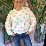 Girly Pop Polka A Dot Sweatshirt - Pink/ Butter Yellow