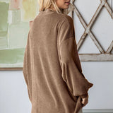 Sweet Elegance Ribbed Sweater - Chestnut