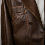 Statement The Label Faux Leather Jacket - Washed Brown
