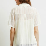Savannah Woven Button Down Top - Cream