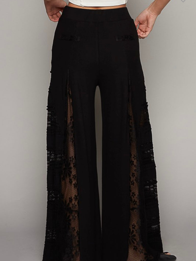 Dreams on Dreams Lace Wide Leg Pant - Black