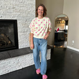 Girly Pop Polka A Dot Sweatshirt - Pink/ Butter Yellow