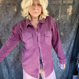 Fall Vibes Loading Shacket - Dark Plum