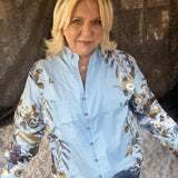 Stella Floral Button Down - Chambray