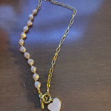 Pearls and Heart Necklace