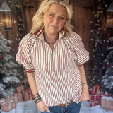 Chic Stripes Top - Brick