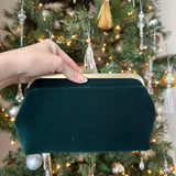 Emerald Kisslock Velvet Wristlet