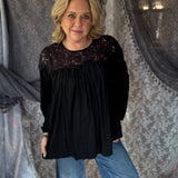 Champagne and Noel Top - Black