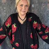 Strawberry Patch Sweater - Black Multi