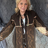 Desert Rebel Embroidered Duster - Black