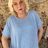 Harper Ribbed Striped Top - Ocean Blue