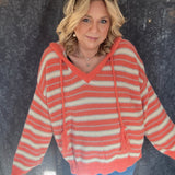 Sunsets and Stripes Hooded Sweater - Orange