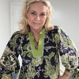 Delicate Days Top - Navy/Green