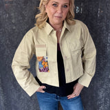 Sequins and Florals Jacket - Tan Sequin
