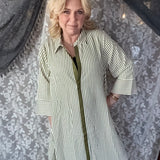 Quinn Striped Dress  - Olive