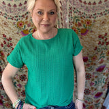 Bay Breeze Eyelet Top- Green