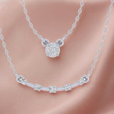 Diamond Cluster Pendant with Curved Bar Layered Necklace