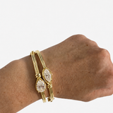 Moissanite Pear Bezel Bangle