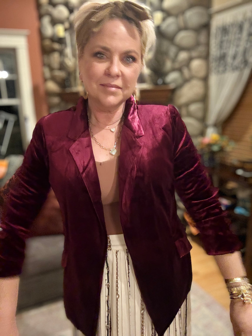 Good Impressions Velvet Blazer - Magenta