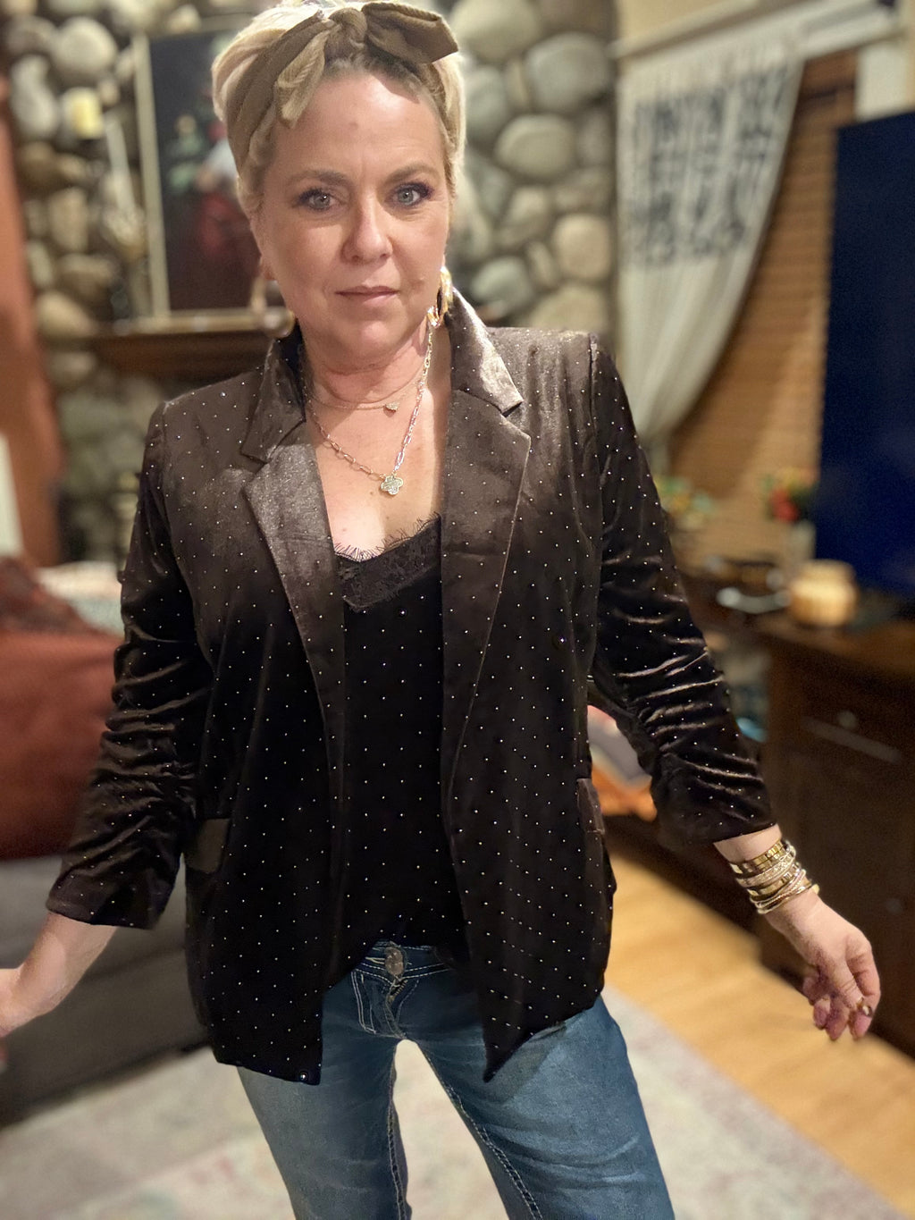 Keep Up With Me Rhinestone Blazer