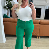 Catch the Day Wide Leg Crop Jeans- Kelly Green