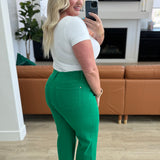 Catch the Day Wide Leg Crop Jeans- Kelly Green