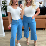 Catch the Day Wide Leg Crop Jeans - Sky Blue